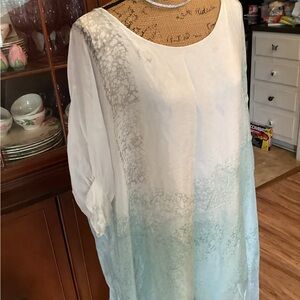 Light Blue Ombre Scoop Neck Women’s Top